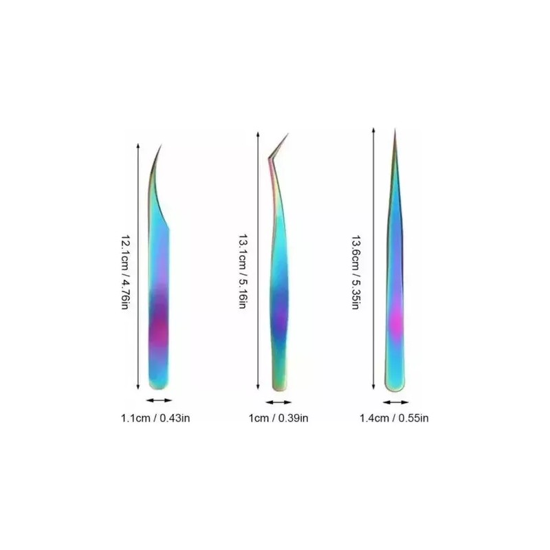 Altz 3 Pinzas Con Estuche Para Aplicación De Pestañas 1x1