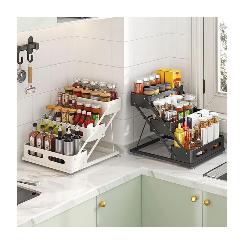 Growsun 3 Tier Adjustable Spice Rack Bottom Suction Cup Spice
