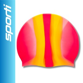 Sporti Multi Color Silicone Swim Cap - Pink/Yellow Sorbet