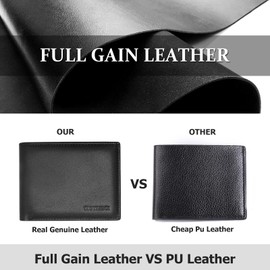 Sigtrenx Genuine Leather Wallets for Men, RFID Blocking Bifold Mens Wallet with 2 ID Windows (Black)