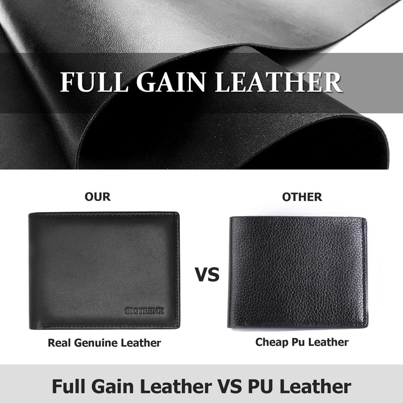 Sigtrenx Genuine Leather Wallets for Men, RFID Blocking Bifold Mens