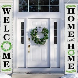 LOONELO Welcome Home Porch Banner Decorations with 70.8"X11.8"，Welcome Home Spring Summer Leaves Door Sign for Graduation Retirement Military Army Homecoming Decorations
