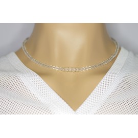 Rock Crystal Jewellery Necklace Quartz Crystal Beads Faceted Size Approx. 4 mm Clasp 925 Sterling Silver Model Number 7055, Gemstone, Crystal