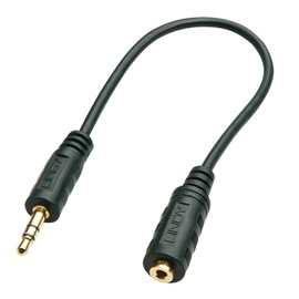 LINDY Premium Audio Cable Jack 3.5 mm Male to 2.5 mm Jack Female, 20 cm