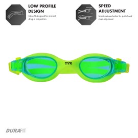 TYR Unisex Child Vesi Low Profile Swimming Goggles - Blue/Yellow/Yellow, Small