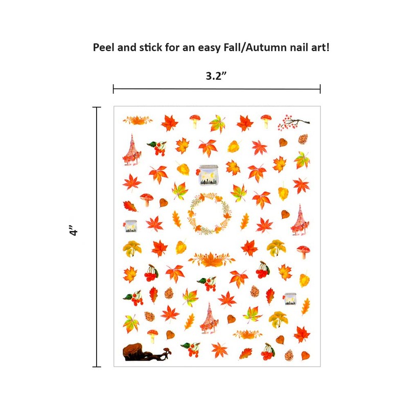 Winstonia 550+ Pcs Fall Autumn Nail Stickers for Easy Manicure