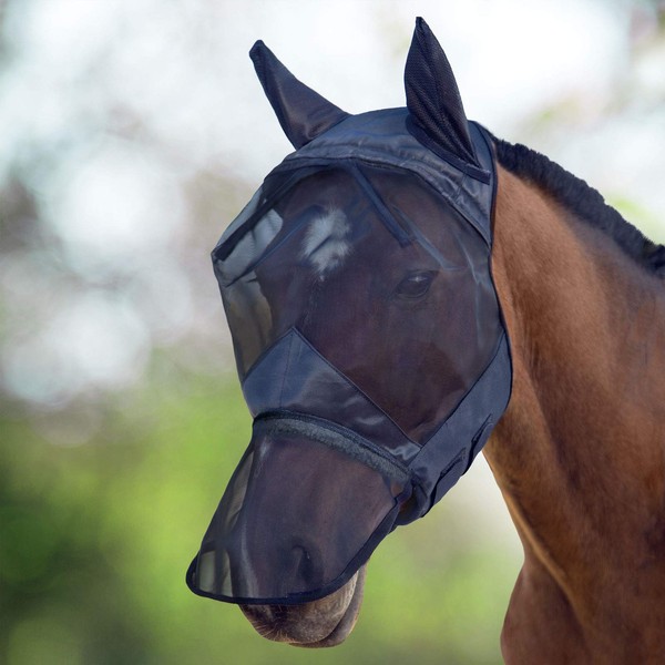 Harrison Howard CareMaster Fly Mask Long Nose with Ears Piano Black