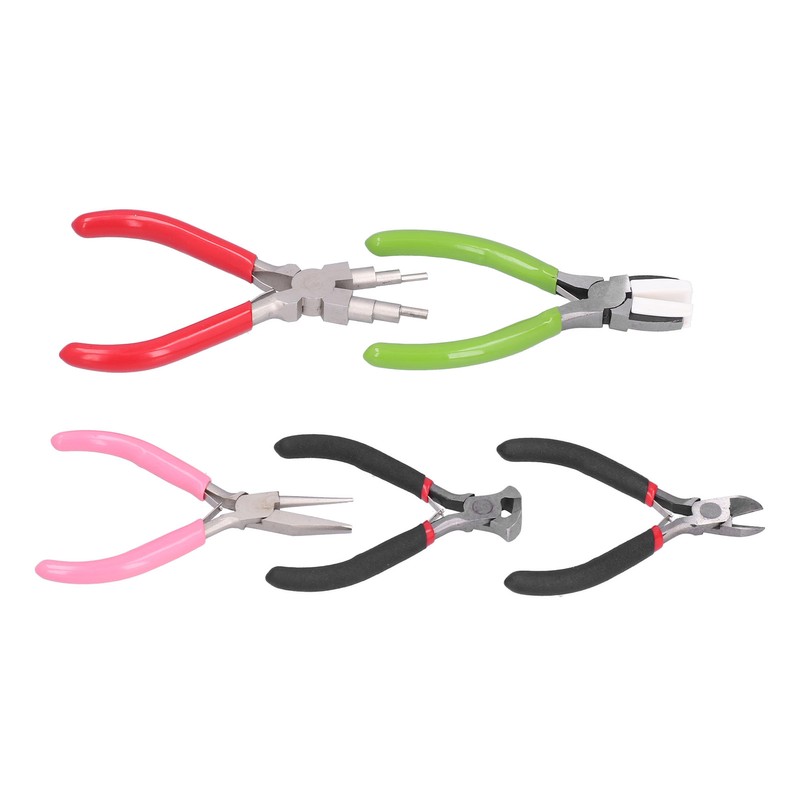 5Pcs Pliers Kit Diagonal Flat Nosed Bail Making Jewelry Pliers
