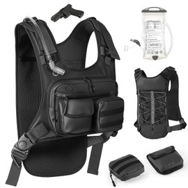 MoKo Lauf Trinkweste mit 2L Trinkblase, Leichter Hydration Vest Brusttasche mit Reflektoren