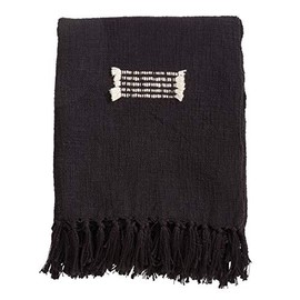 Occasion Gallery Black Fringe Line Decorative Cozy Throw Blanket, 50" X 60" 100% Cotton (1 Piece)