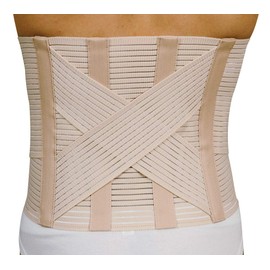 MANIFATTURA BERNINA Sana 5175 Elastic Adjustable Back Support Belt with Support Struts Back Brace Orthopaedic Breathable, beige
