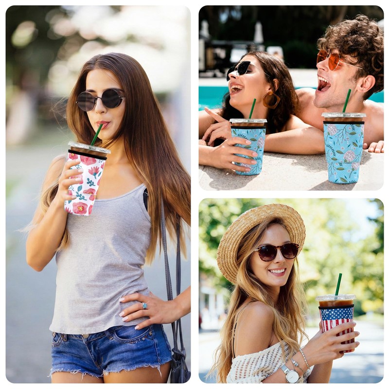 Cobetech Iced Coffee Sleeve Reusable, 3 Pack Neoprene Coffee Cup