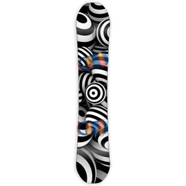 Snowboard Wrap Graphic Sticker Skin Cover - Includes Breakaway Knife - Universal Fit up to 65 inches and 14 inches Wide - Sphere Ball Hypnotic Black White