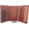 Mens Leather Tri-Fold Wallet/Coin Holder with Key Chain - Brown/Dark