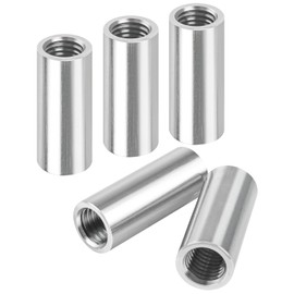 Jeboler M12 x 40 mm Round Threaded Sleeves, Pack of 5 Round Sockets, 304 Stainless Steel Round Connecting Nuts, Long Nut, V2A Internal Thread Spacer Sleeves, Coupling Nut, Rod Nut, Length Nuts