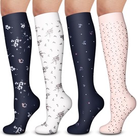 Compression Socks Women & Men 4 Pairs Circulation Support Socks for Nurses, Flight, Travel, Running