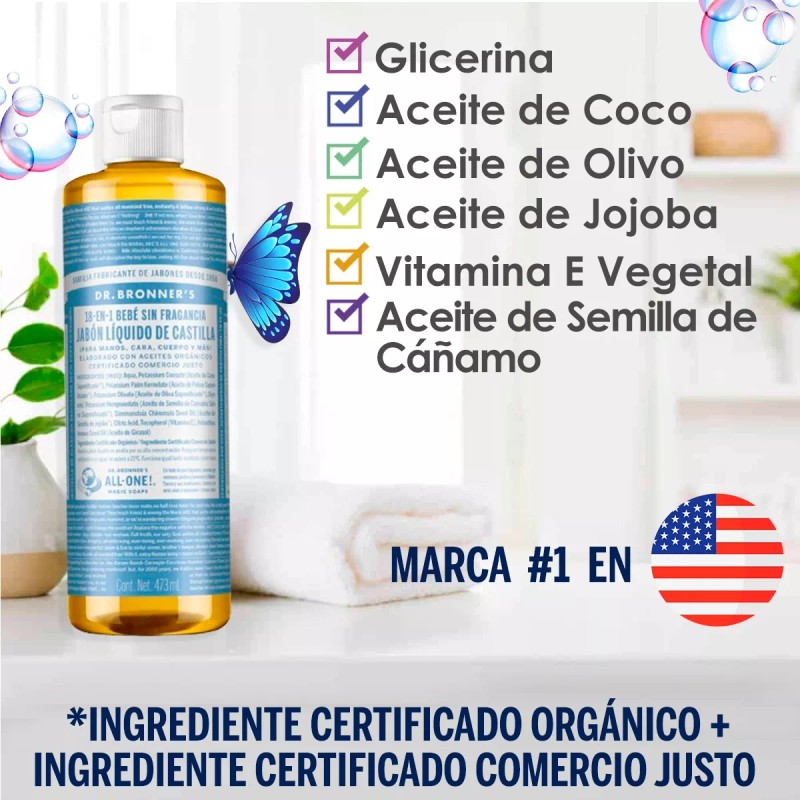 Dr. Bronners Jabón Liquido De Castilla Dr Bronner's 18en1 Sin