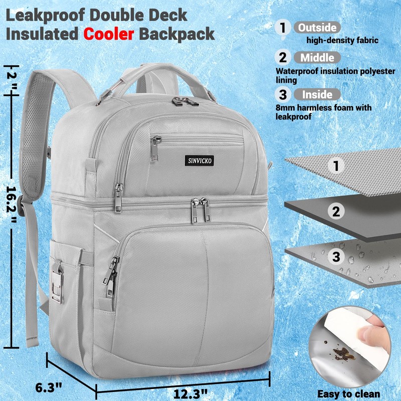 Insulated Cooler Backpack - Large Waterproof & Leak Proof Soft