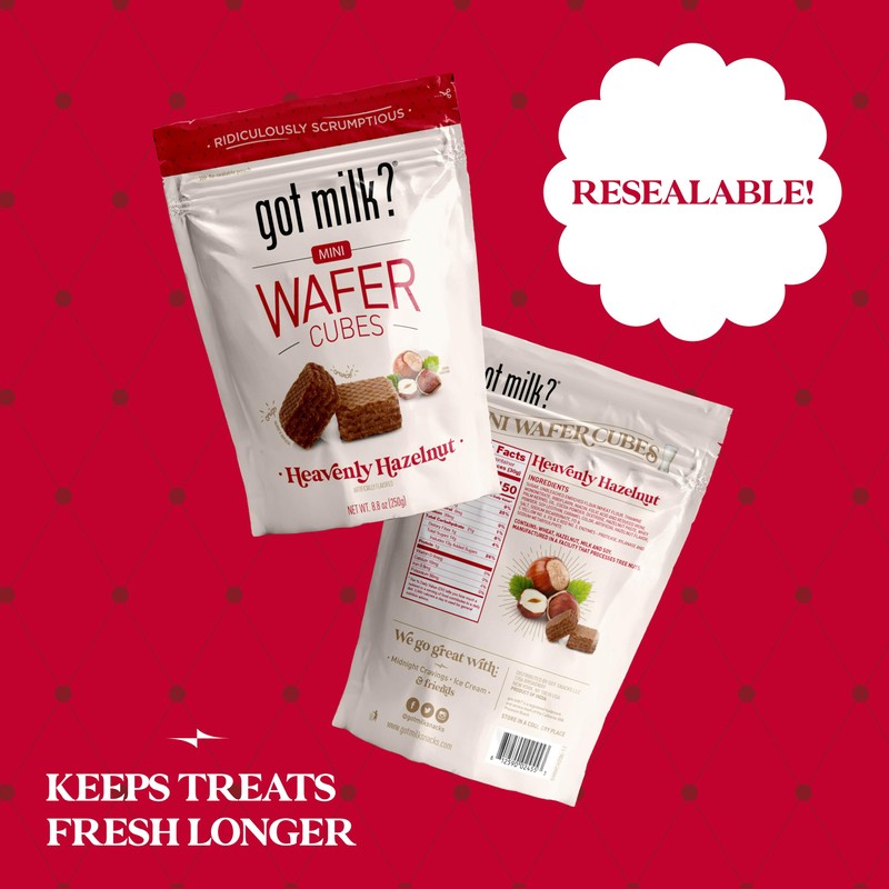 got milk? Heavenly Hazelnut Wafer Cubes, Delicious Wafer Squares for