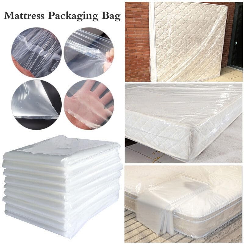 CACATUA Mattress Bag, King Clear Plastic Mattress Cover for Moving