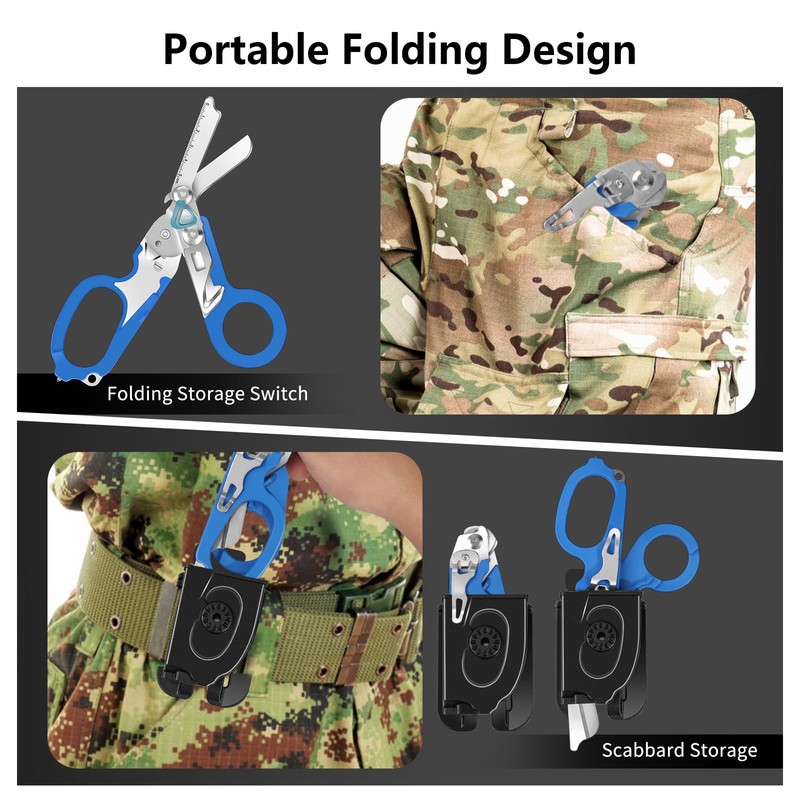 Dekeliy 6 In 1 Multifunctional Trauma Shears,Stainless Steel Foldable Shears