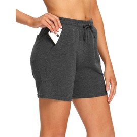 EZRUN Bermudas para Mujer, Pantalones Cortos de Verano con Bolsillos Profundos, Pantalones Cortos de algodón para Mujer, Gimnasio, Entrenamiento