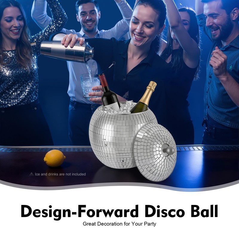 ERAAND 0.4 gal Disco Ice Bucket Set,Removable Double Insulated Ice