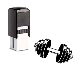 Bonus Card Stamp with Dumbbell Motif - Gym Stamp with Ink Pad for Bonus Card, Discount Card, Customer Card, 10 x 10 mm