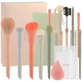 docolor Juego De Brochas De Maquillaje 17 Piezas Brochas De Maquillaje Morandi Con Bolsa De Maquillaje Y Esponja De Maquillaje Y Protector De Brochas Polvos Faciales