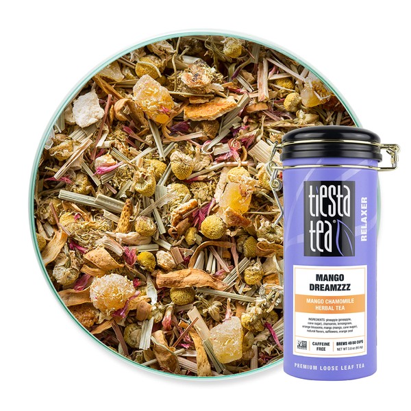 Tiesta Tea - Mango Dreamzzz, Loose Leaf Mango Chamomile Herbal Tea, Non-Caffeinated, Hot & Ice Tea, 3 oz Tin - 50 Cups, Natural Flavored, Calming, Herbal Tea Loose Leaf