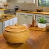 Hand-Woven Round Rattan Storage Basket with Lid – 8.6x5.1 Inch