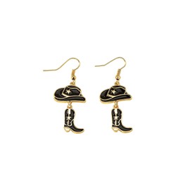 Cute Cowboy Boot Earrings Cowboy Hat Texas Boots Earring Cow Print Pink Cowgirl Western Dangle Drop Earrings For Women