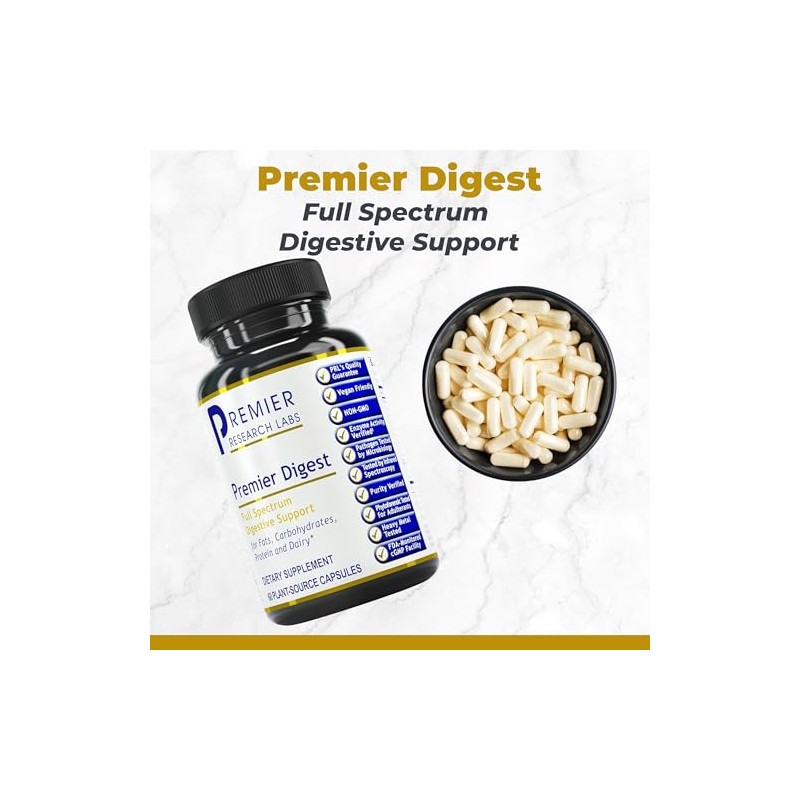 Premier Digest, 60 Capsules, Vegan Product - Vegetarian Source Enzymes,