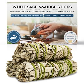 Alternative Imagination White Sage Smudge Stick Set – 3-Pack of 4-Inch Bundles for Home Cleansing, Meditation Rituals, Energy Clearing, Witchcraft Tools, Spiritual Gifts, Yoga, Altar, and Smudging