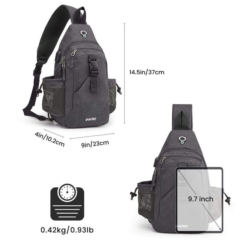 G4Free Sling Chest Bag Shoulder Backpack Crossbody Waterproof Canvas Daypack