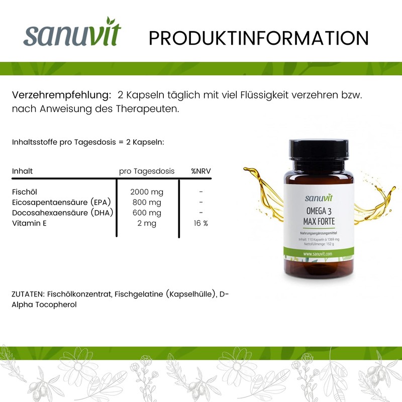 Sanuvit Omega 3 Max Forte 110 Capsules – Pure Product