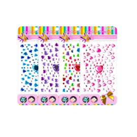 Teqooza Self-Adhesive Love Heart and Round Shapes Rhinestone Sticker, Multicolor Bling Craft DIY Decor Jewels Crystal Gem Stickers, Assorted Size, 4 Sheets(520 Pcs)
