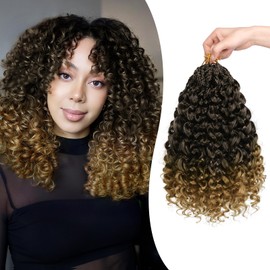 Sofeiyan GoGo Curl Häkelzöpfe 14 Zoll 8 Packungen Lockige Synthetische Wasserwellen Häkelhaar Haarverlängerung für Frauen, Pre-Looped Boho Stil-T1B/27#