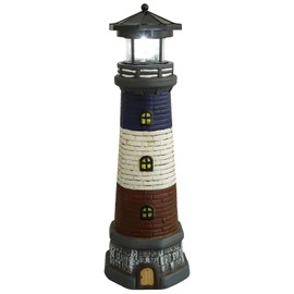 Yardwe Solar Lighthouse Outdoor LED Solar Powered Lighthouse Light Garden Statue Decorative Landscape Lamp for Outside Yard Lawn Courtyard Craft Ornament Black