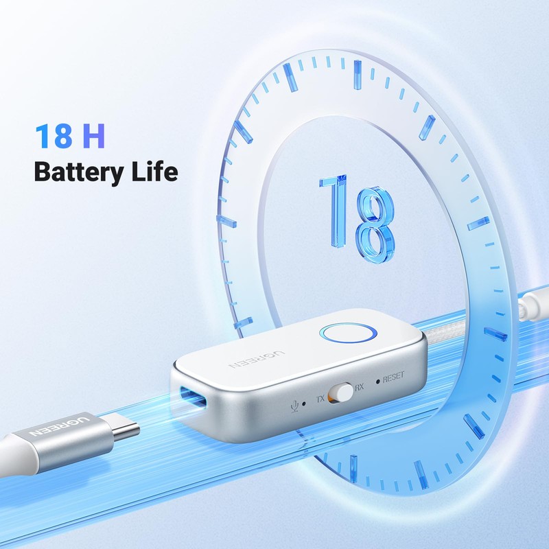 UGREEN Bluetooth 5.4 Transmitter Receiver, Dual Connection, 18H Long Playtime,