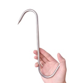 Alele Heavy Duty S-Hooks 10" Stainless Steel Meat Hooks for Butchering，4 Pack (10inch 8mm 4p)