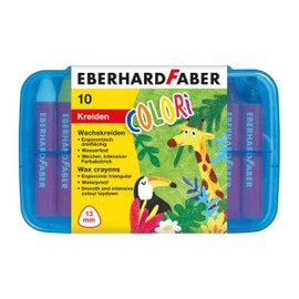 Eberhard Faber 524011 Trihedral Wax Crayons Pack of 10 in Plastic Box