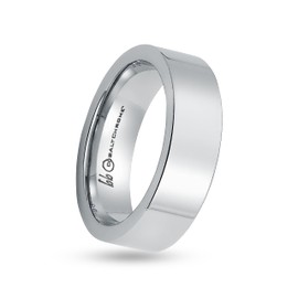 Boston Bay Diamonds Men's 7MM Comfort Fit Cobalt Chrome Wedding Band Ring with Raised Center - Size 8