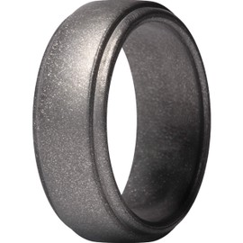 ThunderFit - Anillo de silicona para hombre, borde escalonado, alianza de goma, 10 mm de ancho, 2.5 mm de grosor, 10.5 - 11 (20.60mm)