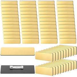 50 Piezas Insignias de Etiqueta de Nombre en Blanco 1 x 3 Pulgadas Broche de Esquina Redonda de O...