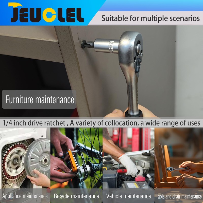 JEUCLEL 37PCS 1/4" Drive Mini Ratchet Set with bits, Torx,