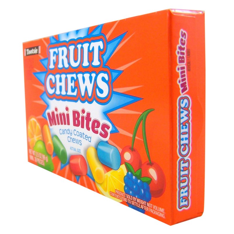 Fruit Chews Mini Bites Candy Coated Chews Movie Theater Box,