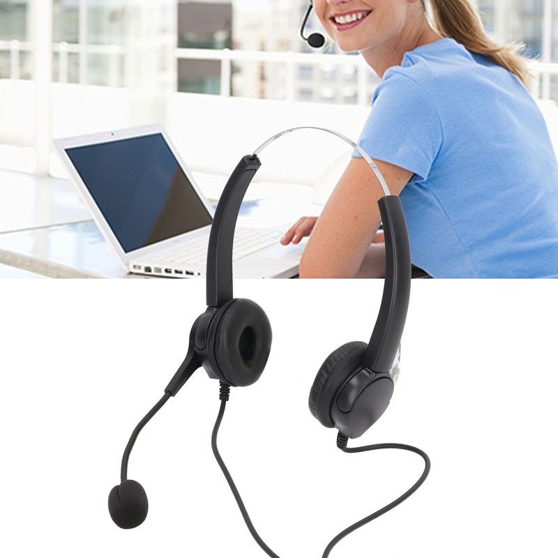 Call Center Headset Adjustable Wired Noise Cancelling Customer Service Headset
