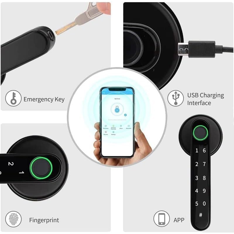 Smart Lock - Fingerprint 4-in-1 Keyless Entry Electronic Door Handle