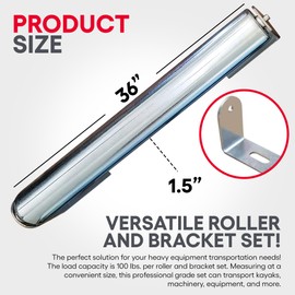 Galvanized Steel Roller with Bracket Set - Conveyor Rollers, Table Belt Kayak Woodworking Tool Applications, Durable and Reliable Construction - 1.5” Diameter 36" Length -by Ultimation 2-Pack